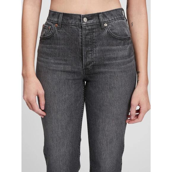 Gap Cheeky Straight High Rise Denim Jeans Button Fly Size 8 29 Washed Black - Picture 3 of 12